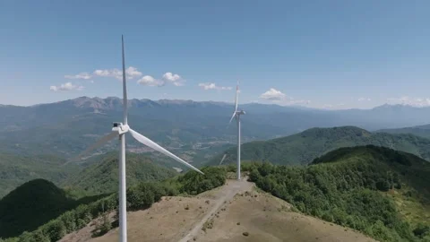 Wind turbine seen with a drone Stock Footage 221353174
