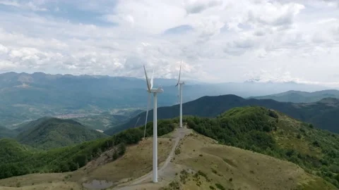 Wind turbine seen with a drone Stock Footage 221353203