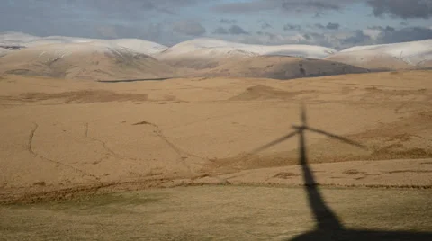 Wind turbine shadow in landscape Stock Footage 29464682