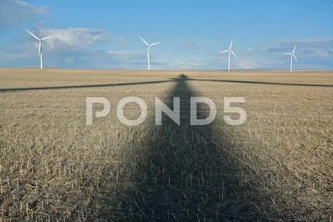 Wind turbine shadow Stock Photos