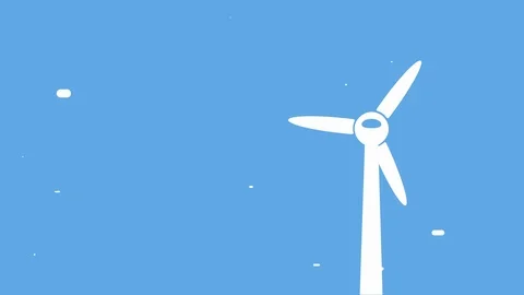 Wind turbine, simple animation with rotating wind turbine and wind Stock Footage 125449333