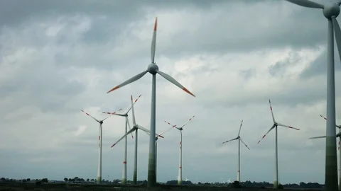 Wind turbine on sky background. Germany.  Stock-Footage 119976531