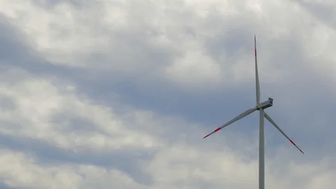 Wind Turbine Spinning - Cloudy Sky Stock Footage 88960210