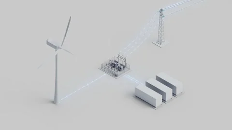 Wind Turbine Storage Grid Connection Isometric Looping Video 動画素材 283383289