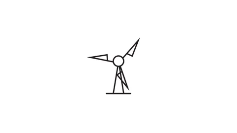 Wind turbine stroke line icon animation isolated on white background Stock Footage 335121182