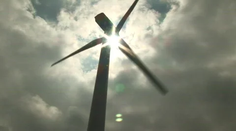 Wind turbine with sun Stock Footage 114253