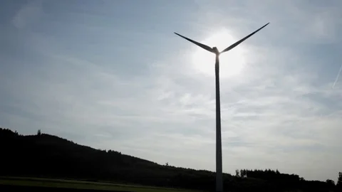 Wind turbine with sun 스톡 동영상 74849003