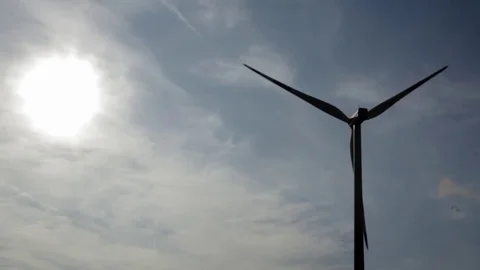 Wind turbine with sun Video stock 74849169