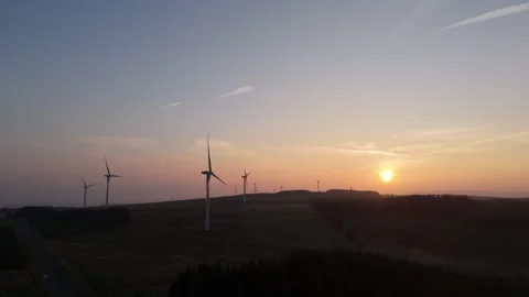 Wind Turbine Sunrise Stock Footage 299401461