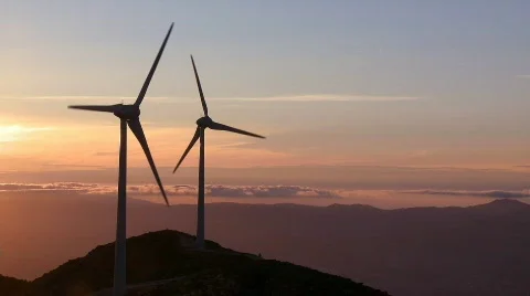 Wind turbine sunset Vidéo 305865