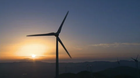Wind Turbine at Sunset Video stock 335477
