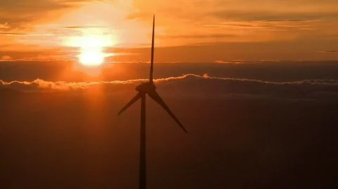 Wind turbine at sunset Stock Footage 453295