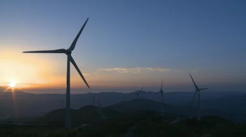 Wind turbine at sunset Stock Footage 453305