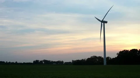 Wind Turbine at Sunset Video stock 11244872