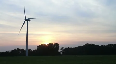 Wind Turbine at Sunset Video stock 11245662