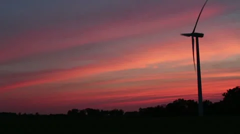 Wind Turbine at Sunset Video stock 11245855