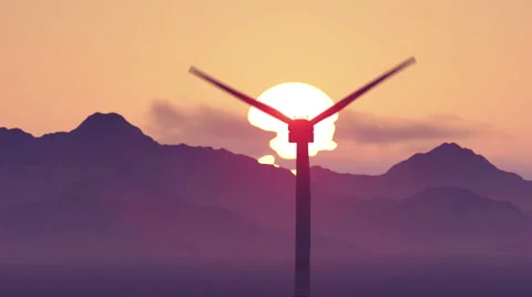 Wind turbine at sunset Stock Footage 50456828