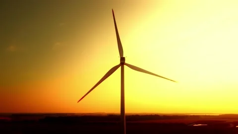 Wind turbine in the sunset Stock Footage 141424119