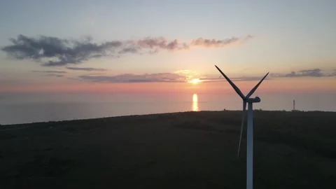Wind turbine on sunset Stock Footage 156488015