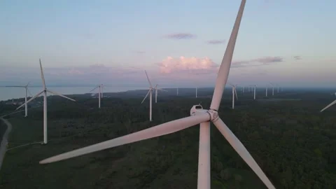 Wind turbine on sunset Stock Footage 156488220