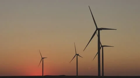 Wind Turbine at sunset - Green Energy Stock Footage