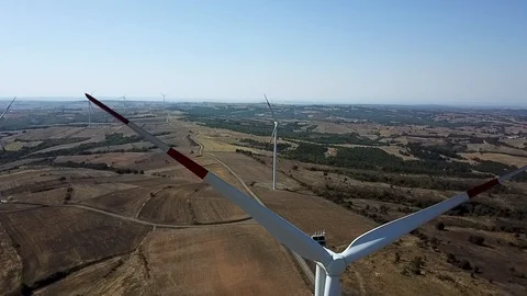 Wind turbine sunset video Stock Footage