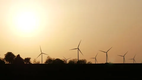 Wind Turbine sunset4K Stock Footage 231105310