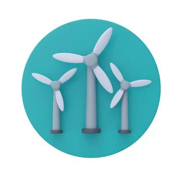 Wind turbine symbol, Alternative source of electricity, clean energy, 3d rend Stock Illustration
