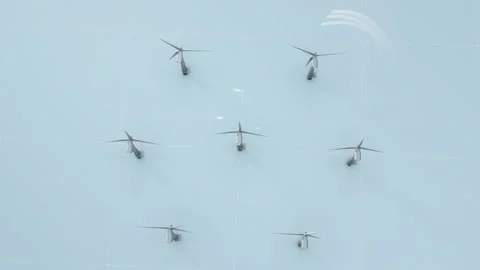 Wind turbine technology introduction. Electricity generation. Computer graphics Video stock 147322656