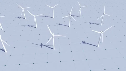 Wind turbine, technology, map, wind energy, model, wind farm concept. Stock Footage 313486962