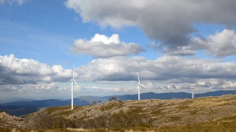Wind Turbine, time lapse on a cloudy day Stock Footage 127542072