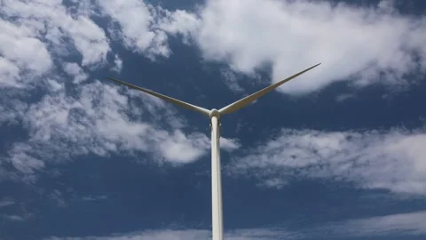 Wind Turbine Timelapse with Dramatic Fast Moving Clouds Stock Footage 344092291