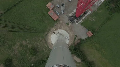 Wind Turbine Tower Construction To Generate Renewable Energy Stock Footage 153228601