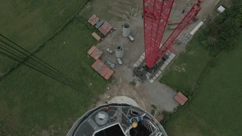Wind Turbine Tower Construction To Generate Renewable Energy Stock Footage 153229716
