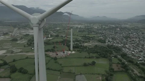 Wind Turbine Tower Construction To Generate Renewable Energy Stock Footage 153231975