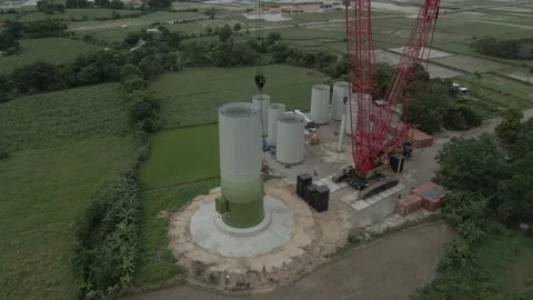Wind Turbine Tower Construction To Generate Renewable Energy Stock Footage 153232500
