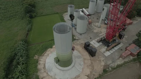 Wind Turbine Tower Construction To Generate Renewable Energy Stock Footage 153232755
