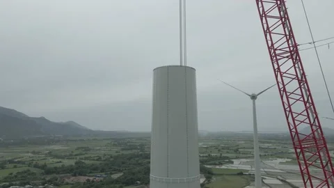 Wind Turbine Tower Construction To Generate Renewable Energy Stock Footage 153233397