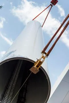 Wind turbine tower under construction Stock Photos
