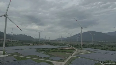 Wind Turbine Tower Working To Generate Renewable Energy &amp; Reduce Global Warming Stock Footage 153373886