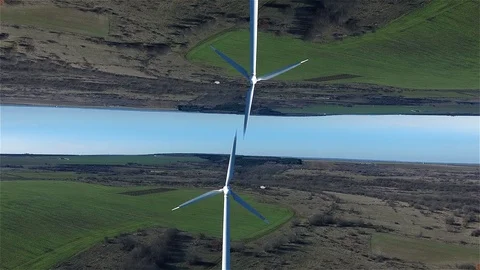 Wind turbine two worlds Video stock 89292412