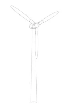 Wind turbine. Vector rendering of 3d Stock Illustration