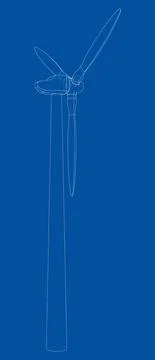 Wind turbine. Vector rendering of 3d 스톡 일러스트