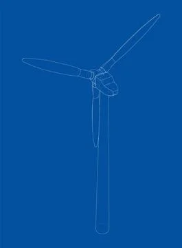 Wind turbine. Vector rendering of 3d Stock Illustration