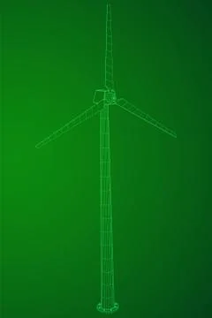 Wind turbine vector wireframe Stock Illustration