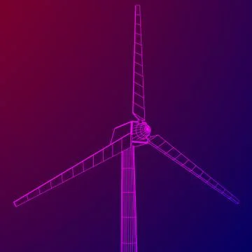 Wind turbine vector wireframe Stockillustratie