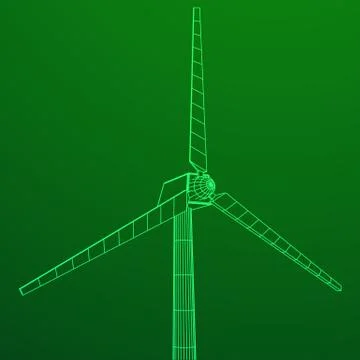 Wind turbine vector wireframe イラスト素材