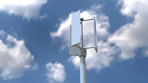 Wind turbine vertical Axis H rotor type Stock Footage 167189032
