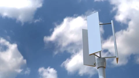 Wind turbine vertical Axis H rotor type Stock Footage 167189038