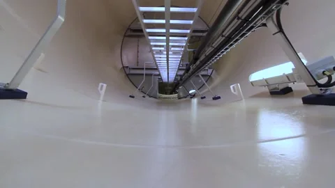 Wind turbine view from inside the shaft with stairs Stock Footage 222428581